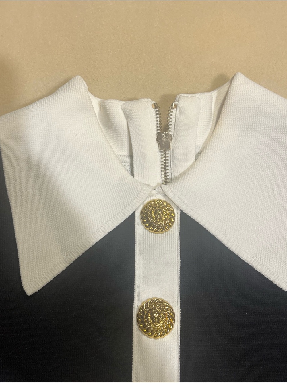 Balmain Paris Black & White Crepe Minidress Size 34 - Picture 4 of 8